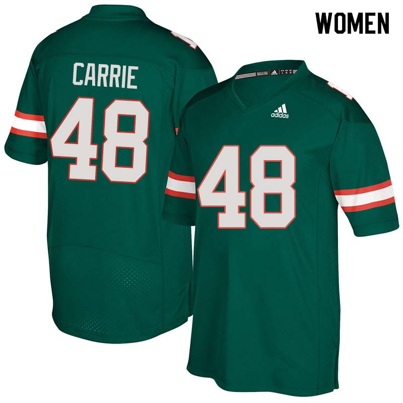 Women Miami Hurricanes #48 Calvin Carrie College Football Jerseys Sale-Green - Click Image to Close